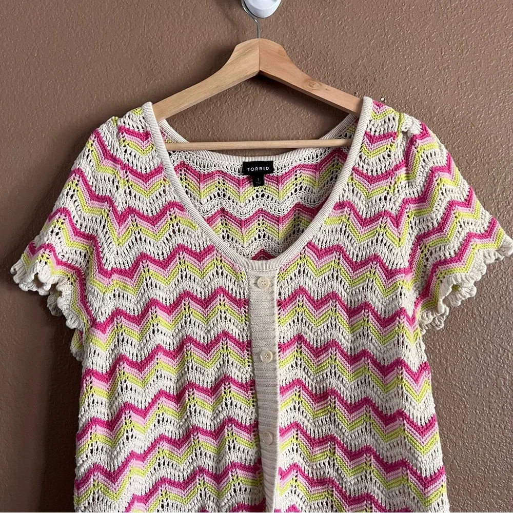 Torrid Chevron Short Sleeve Knit Sweater Size 2X